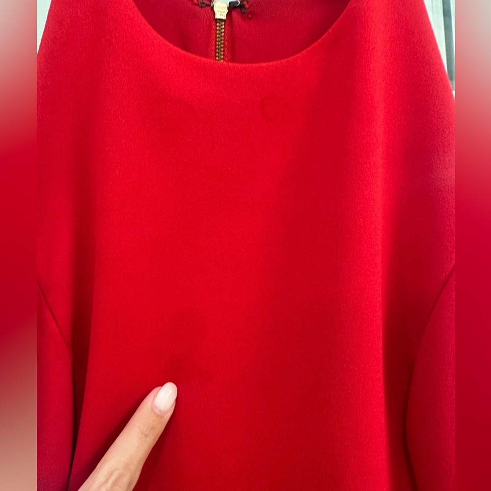 Betsy & Adam Red Asymmetrical Ruffle Gown - Picture 8 of 9